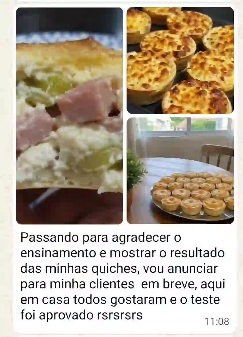 Print de depoimento de aluna sobre o curso Empadão Perfeito